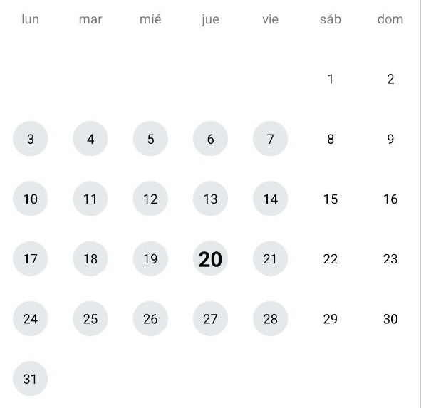 Calendario de jornadas de trabajo en WorkIO